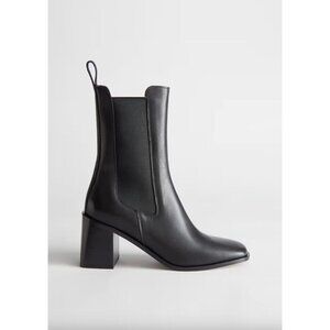 & OTHER STORIES Heeled Square Toe Chelsea Boots Black Womens Size US 5